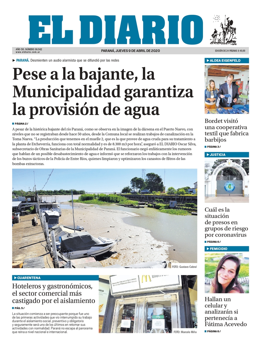 Mirá la edición impresa de El Diario (09/04/20) | El Diario de Entre Ríos