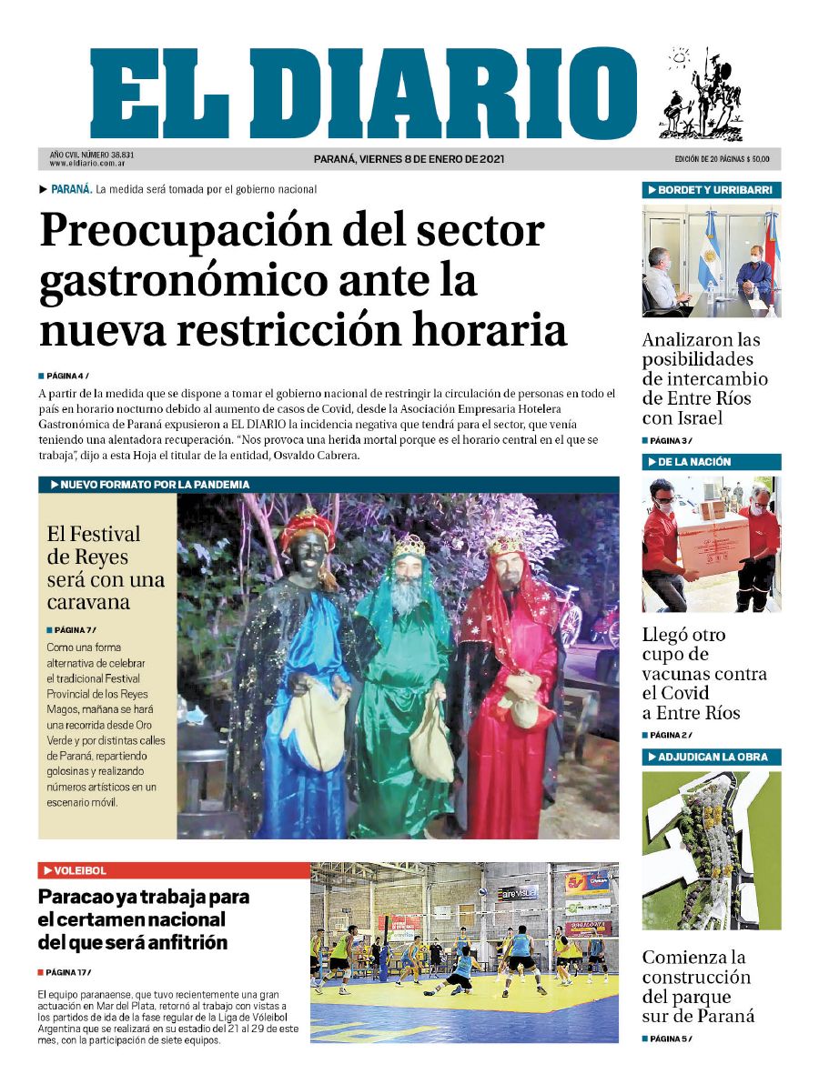 Mirá la edición impresa de El Diario (08/01/21) | El Diario de Entre Ríos